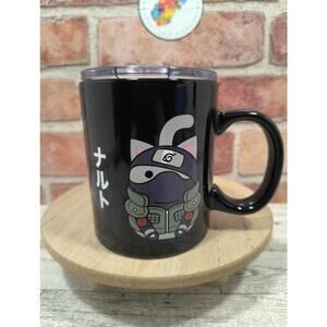 MadEng Naruto Shippuden Kitty Itachi Akatsuki Black Ceramic Coffee Mug w/Lid NEW